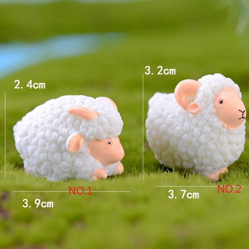 Mini Fairy Garden Animals Cute Resin Sheep Model Wholesale Fairy Garden Accessories Supplies Miniture Fairy Garden Ornament Small Artificial Christmas Goat Sheep Figurine Kids Gifts Terrarium Fairy Garden Kits Decoration Table Decor